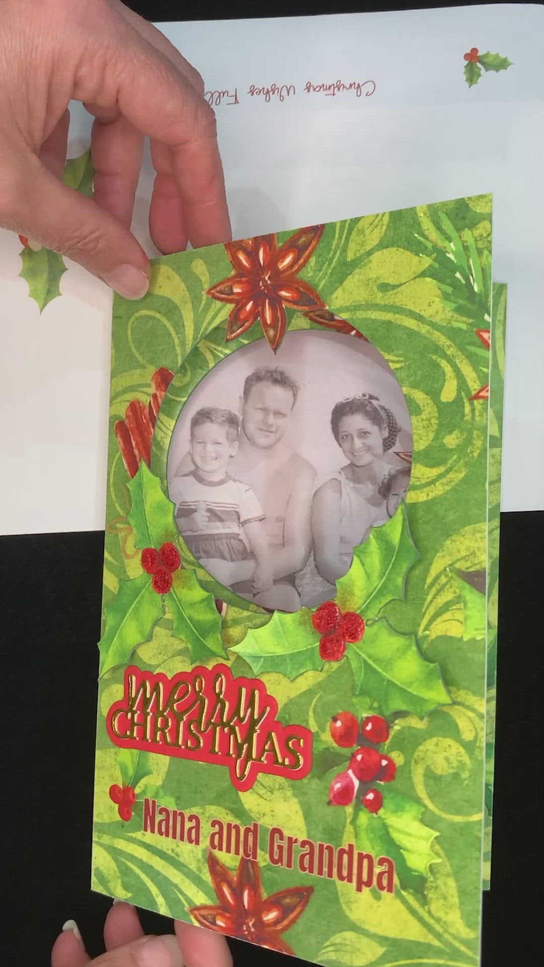 Christmas Spices and Holly Large Trifold Photo Card