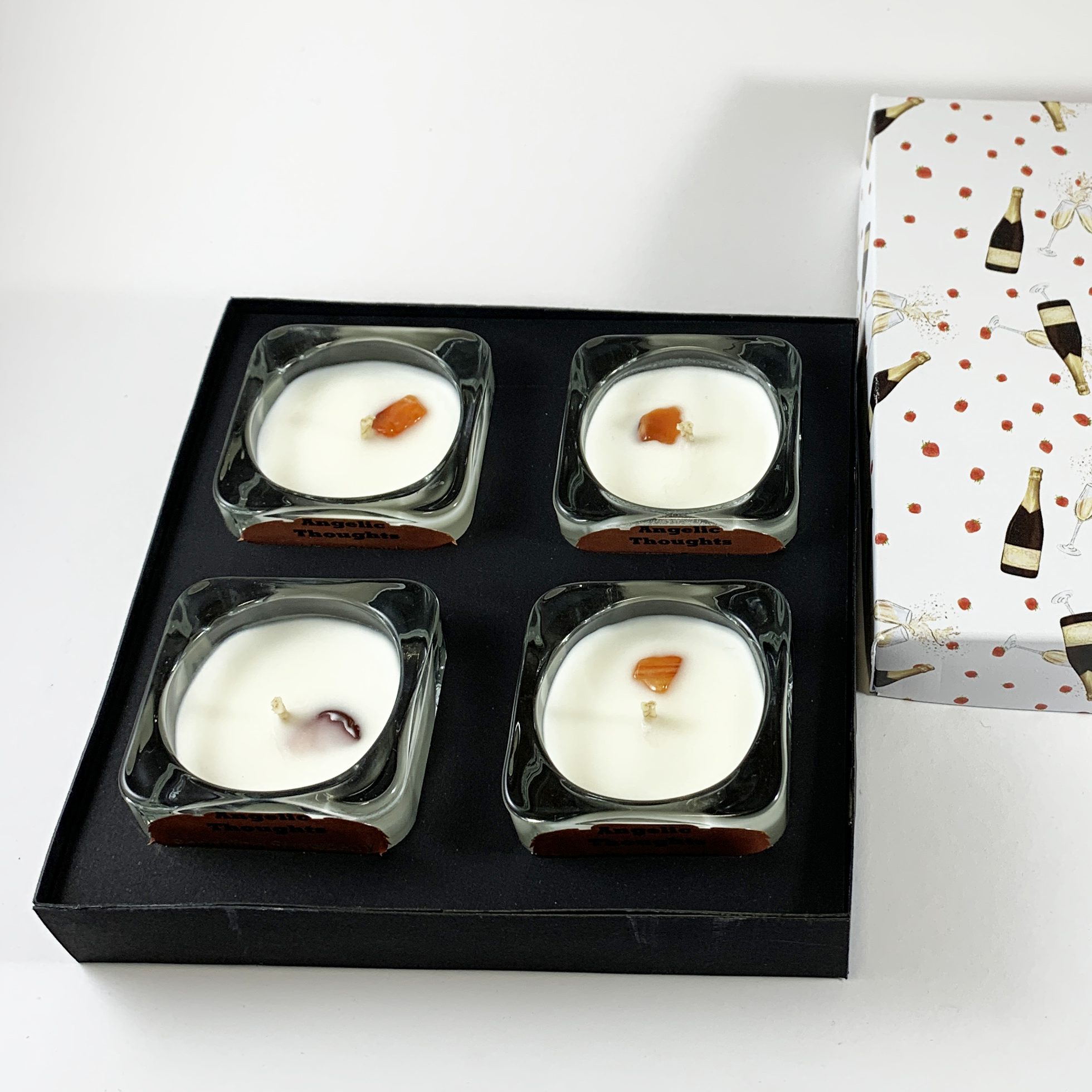 Sparkling Strawberry Soy Wax Candle - Cube Tealight Pk 4