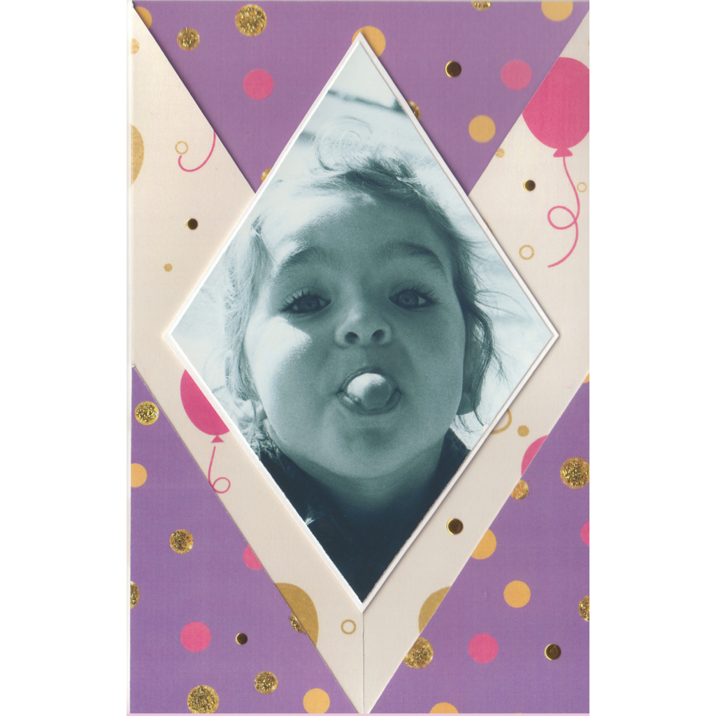 Diamond Feature Large Gatefold Card- Upload Your Image - Birthday - Pink and Gold
