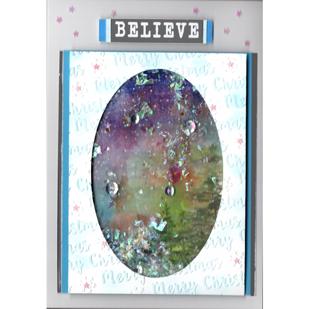Merry Christmas - Winter Scene 1 - Embossed Panel Shaker Window Card