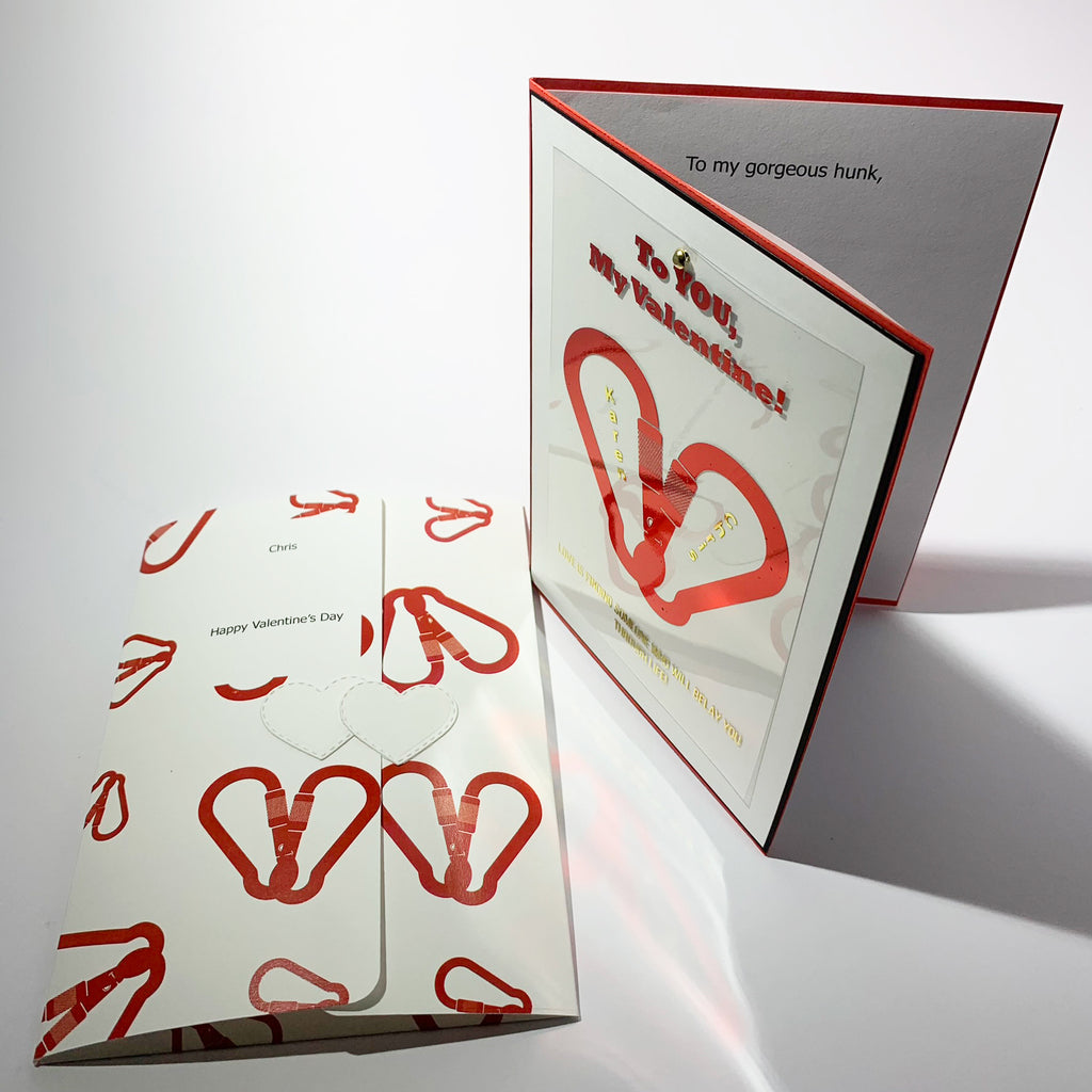 Rock Climbing Anniversary or Valentines Card with Red and Gold Foil