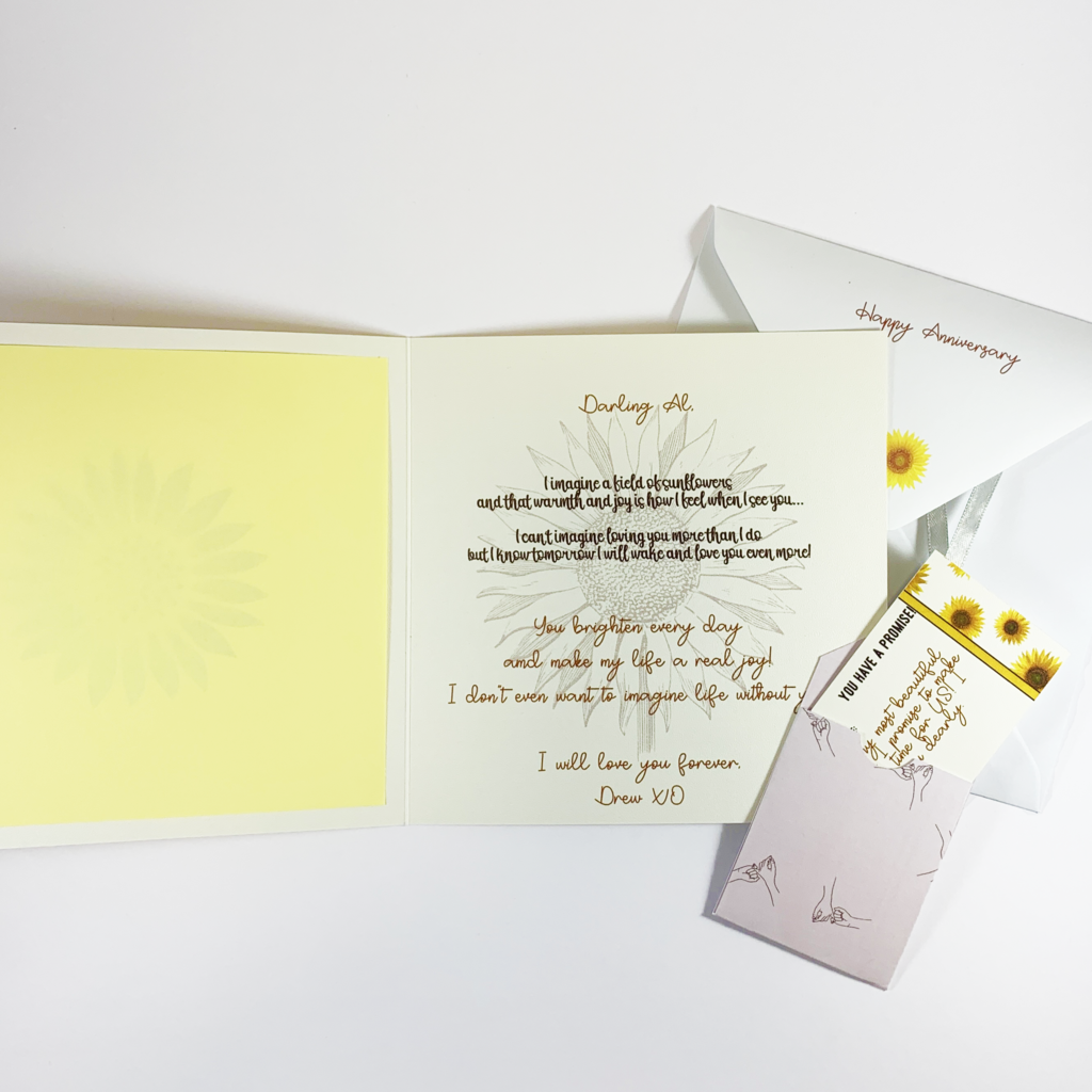 Personalised Anniversary Card with Sunflower