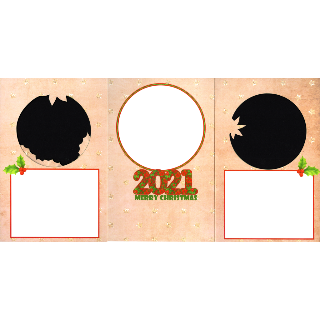 .When opened there are three pages. the left hand page top half has the circle cut out so photo can be seen from the front. The bottom half has a white box with narrow red borders where you can write a message or a verse.