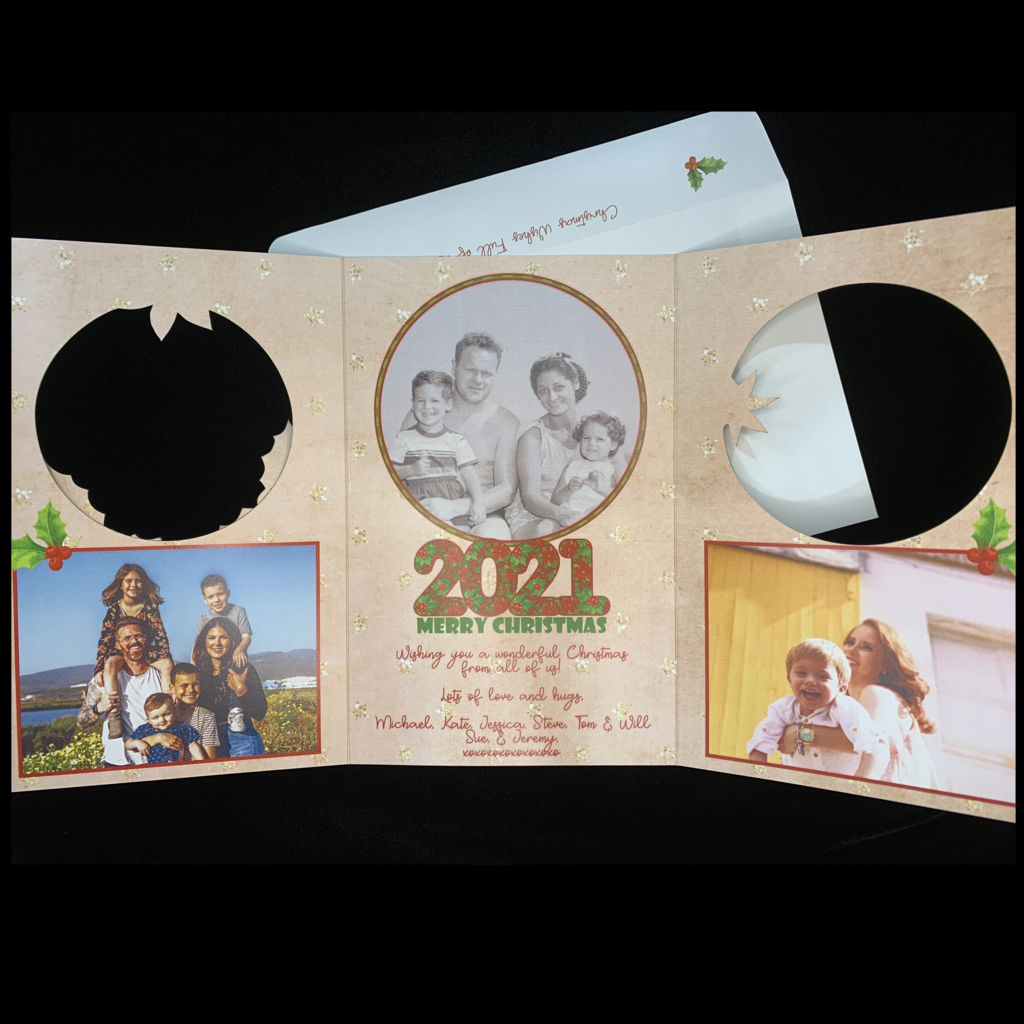 Christmas Spices and Holly Large Trifold Photo Card