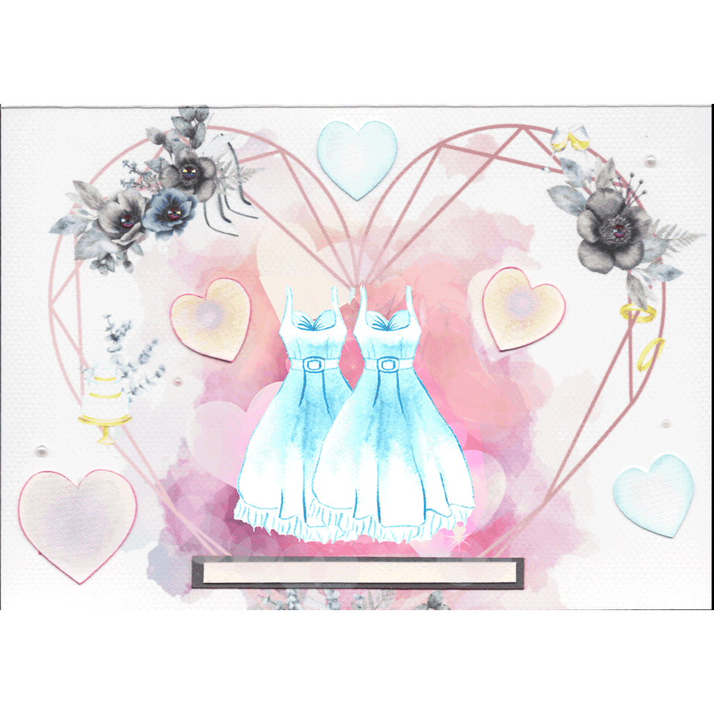 custom wedding couple on personalised water colour, hearts, luxury weave cardstock, jewel;s