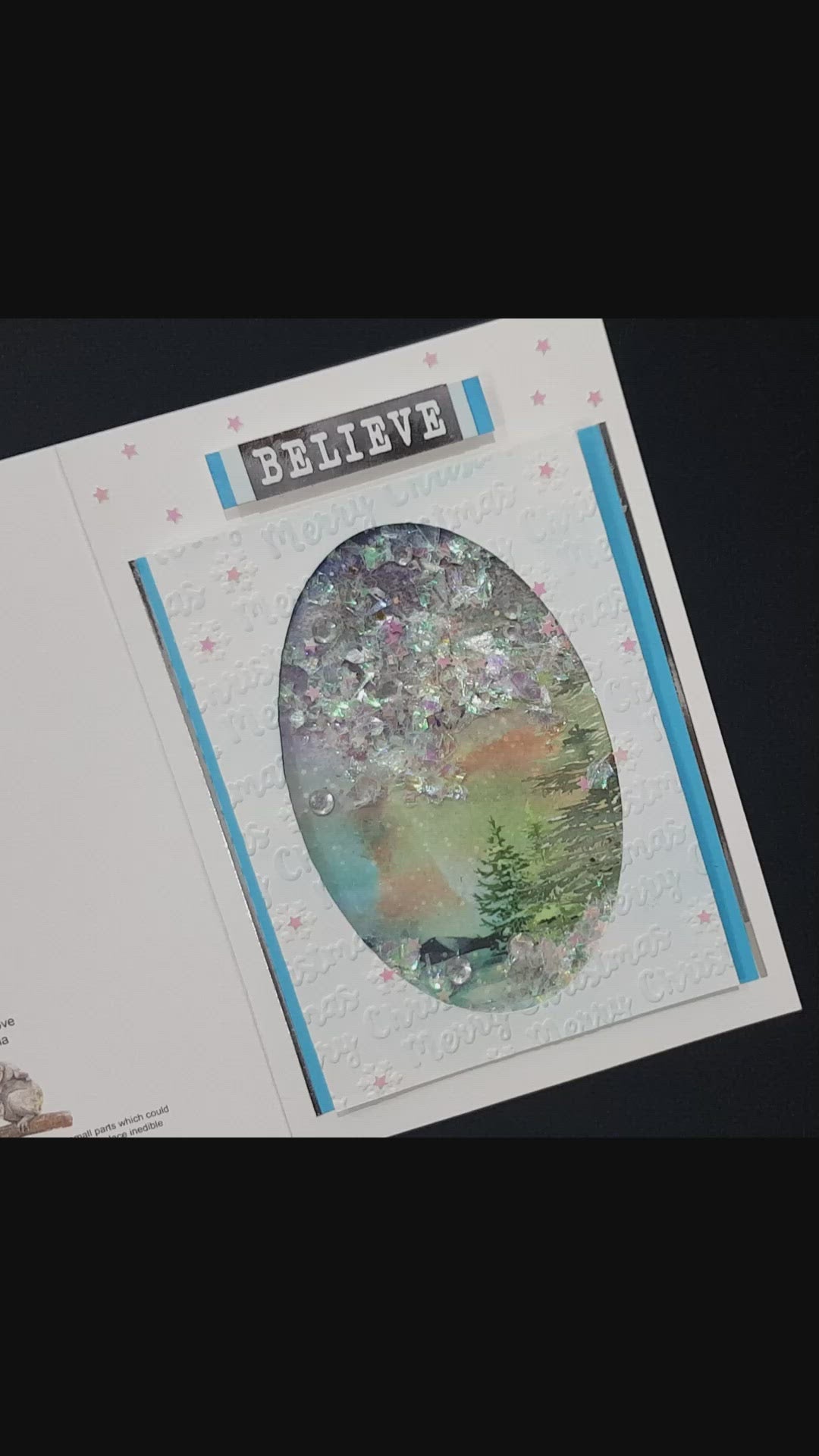 Merry Christmas - Winter Scene 1 - Embossed Panel Shaker Window Card