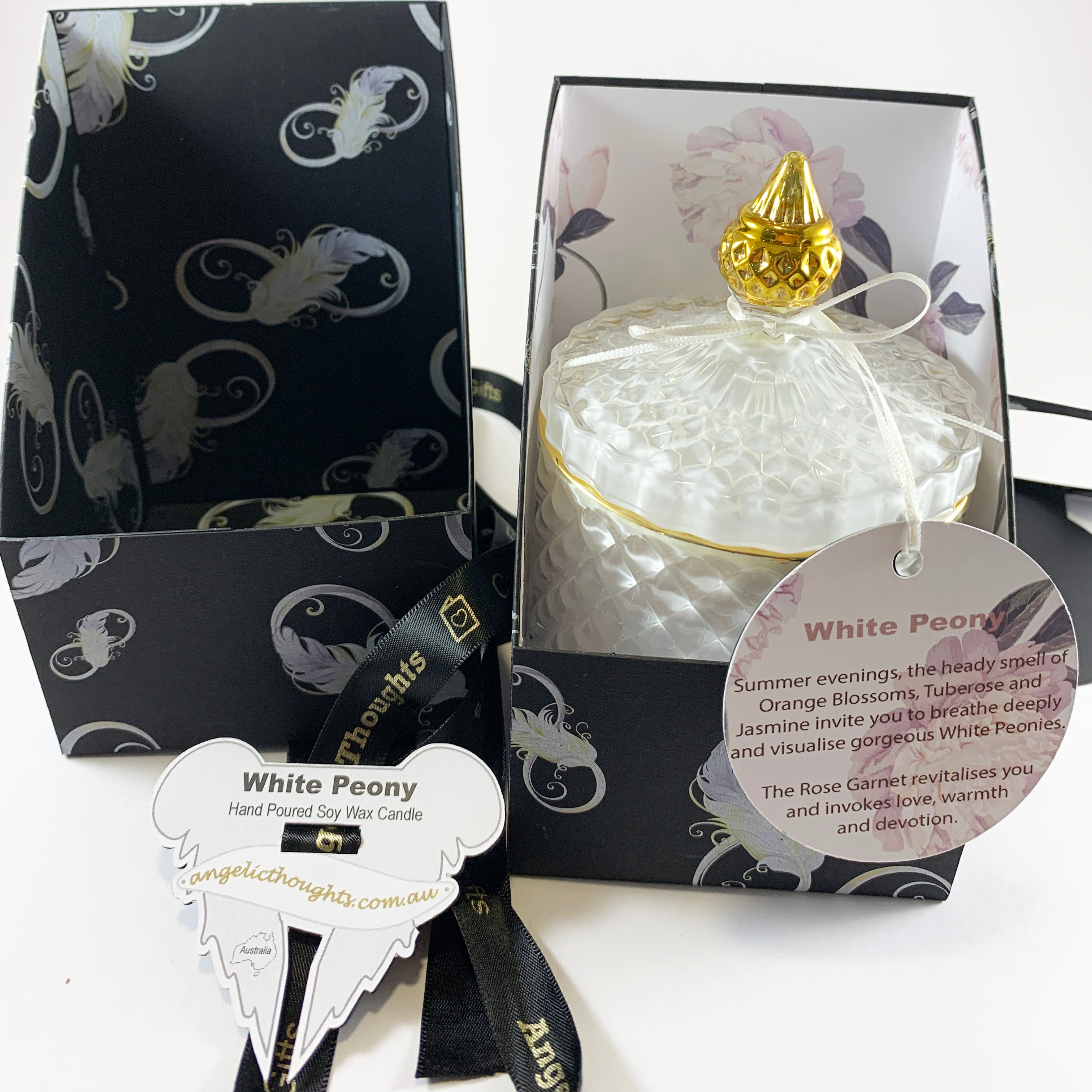 White Peony Art Deco Soy Candle - Standard