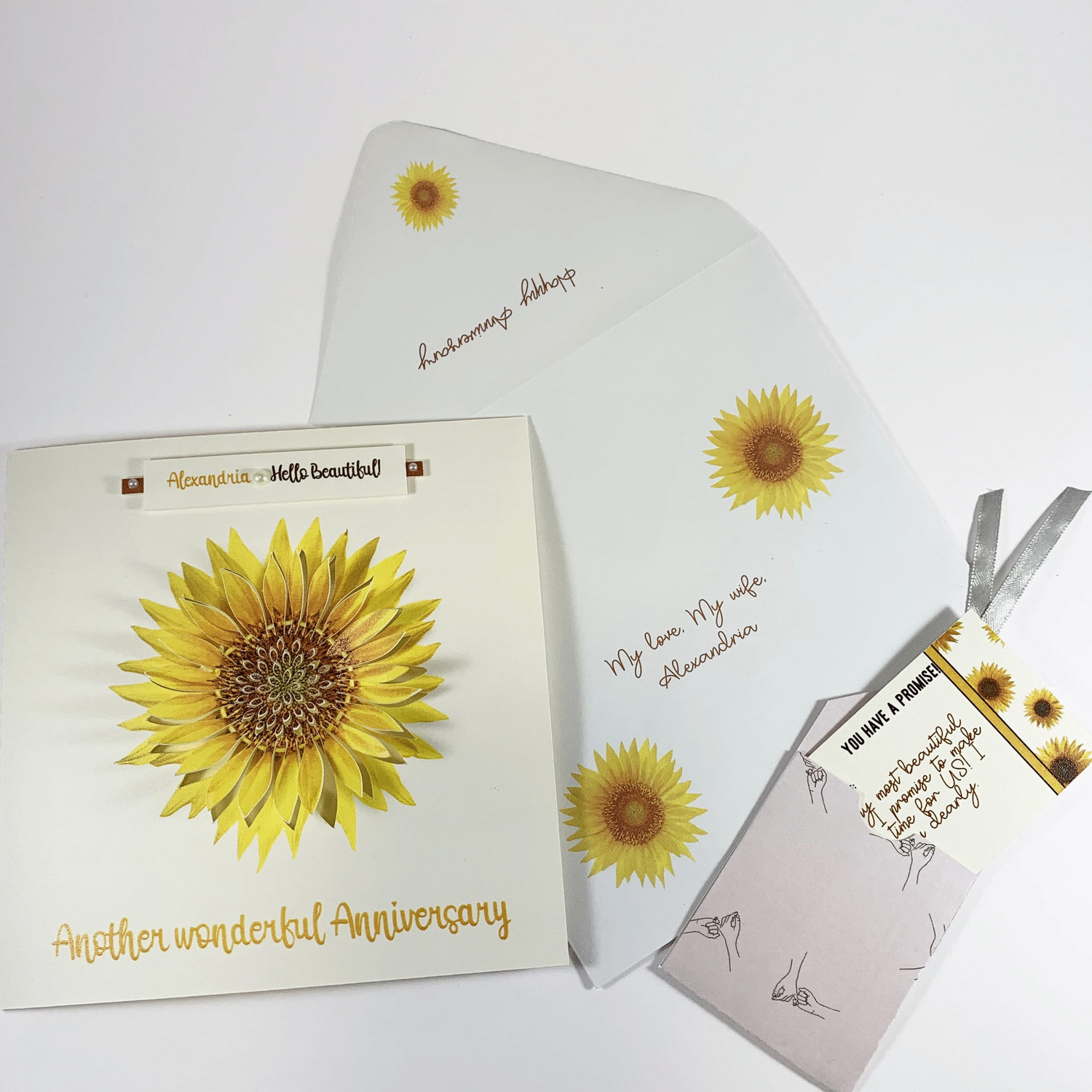 sunflower anniversary card with promise memento card angelic thoughts