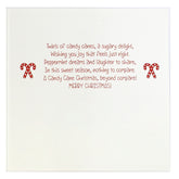 inside right of candy cane card with verse