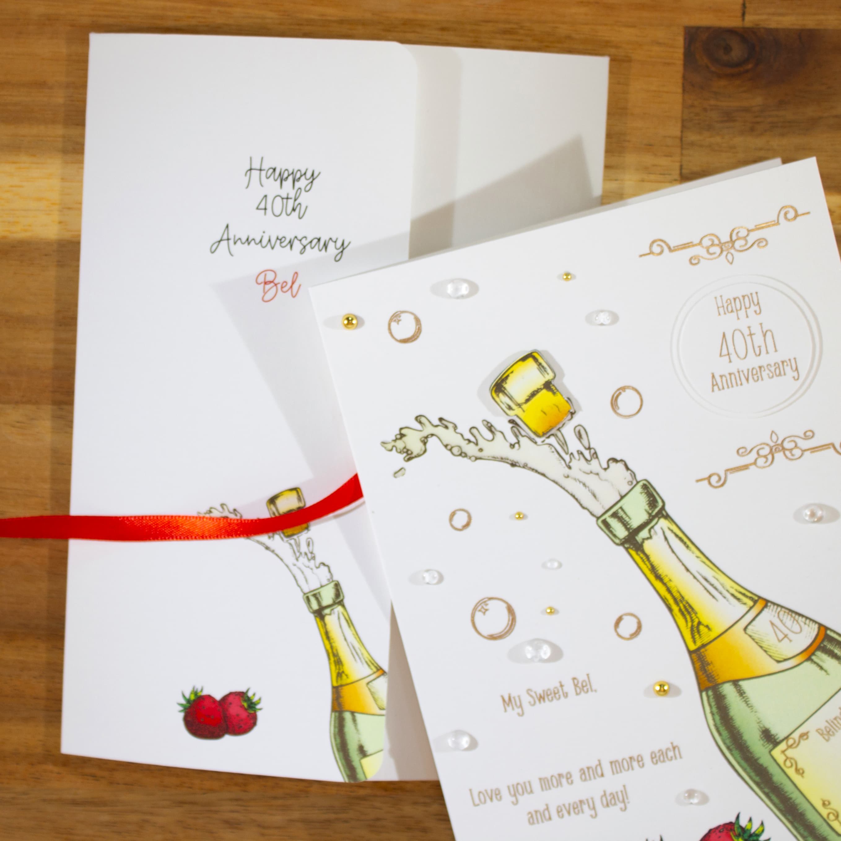 Sparkling Strawberry Celebration Greeting Card for Anniversary, Birthday, Congratulations, Graduation, New Job