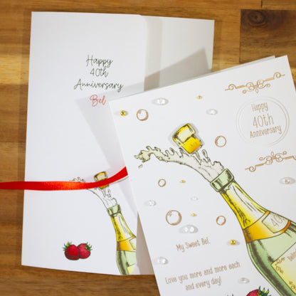 Sparkling Strawberry Celebration Greeting Card for Anniversary, Birthday, Congratulations, Graduation, New Job