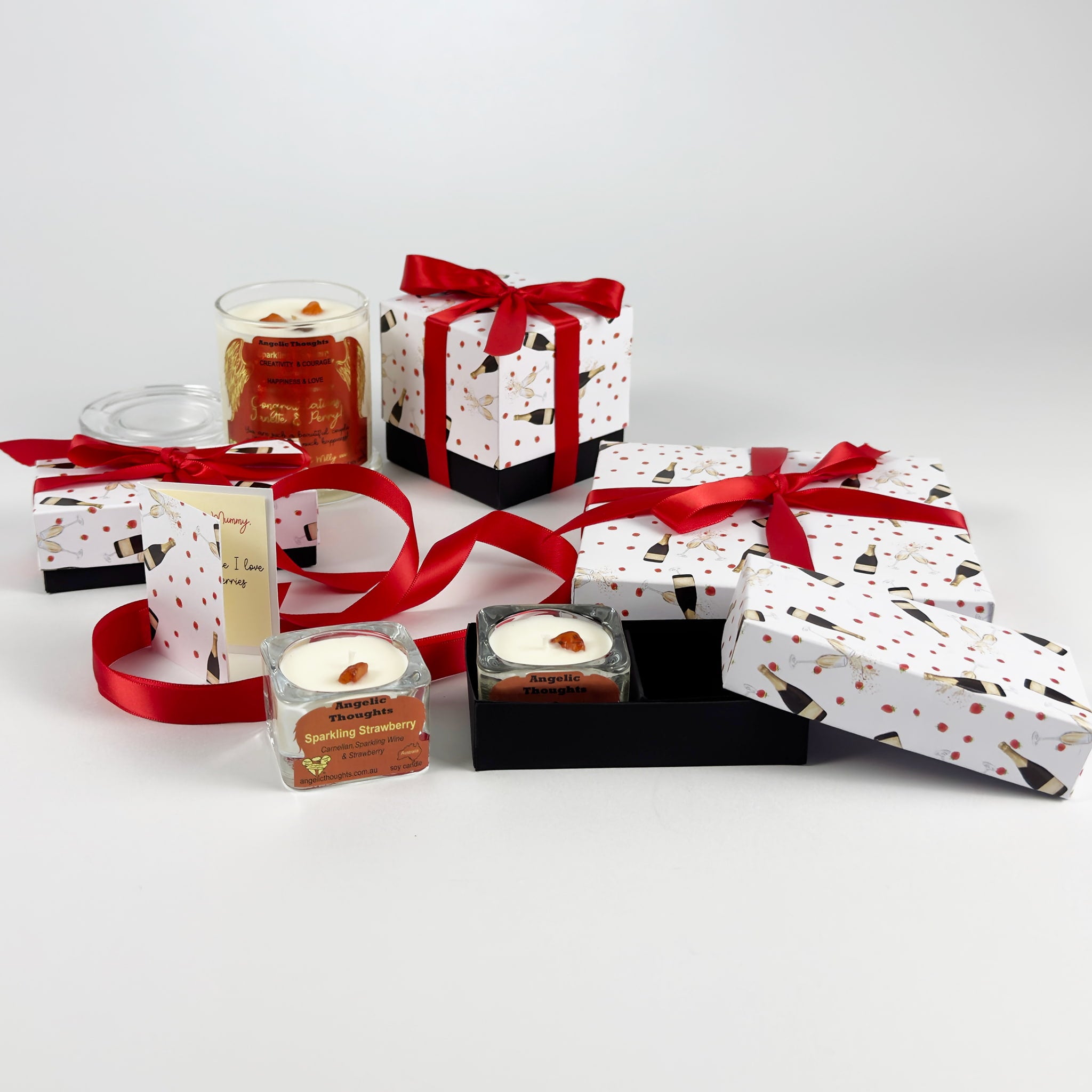Sparkling Strawberry Soy Wax Candle - Cube Tealight Pk 2