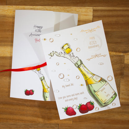 Sparkling Strawberry Celebration Greeting Card for Anniversary, Birthday, Congratulations, Graduation, New Job
