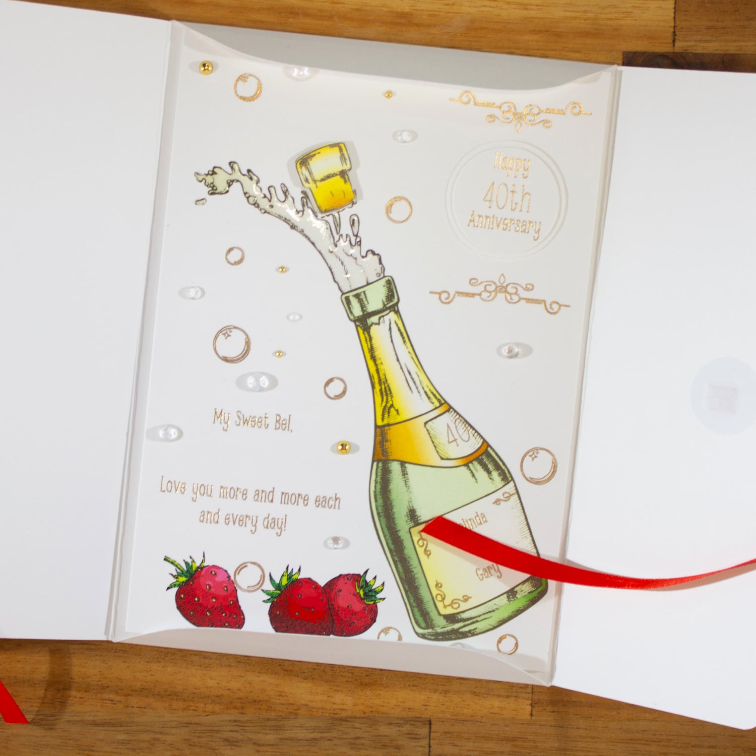 Sparkling Strawberry Celebration Greeting Card for Anniversary, Birthday, Congratulations, Graduation, New Job