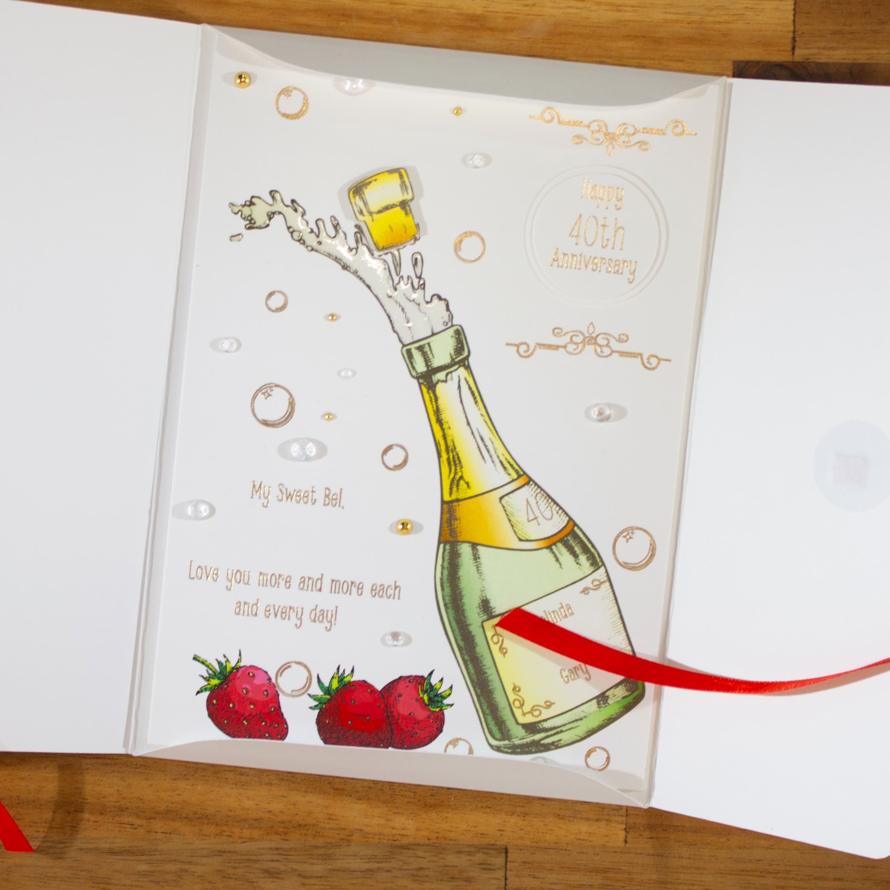 Sparkling Strawberry Celebration Greeting Card for Anniversary, Birthday, Congratulations, Graduation, New Job