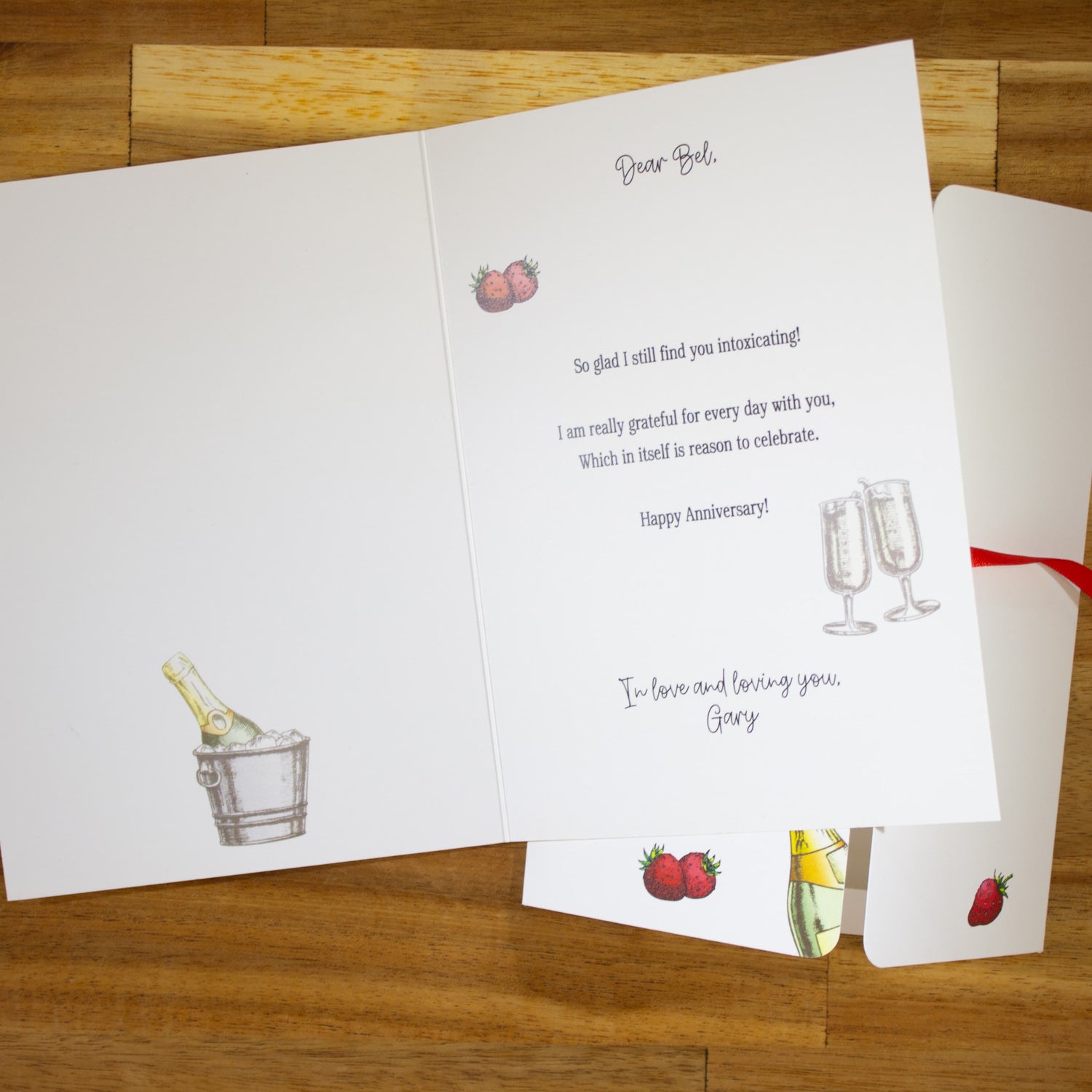 Sparkling Strawberry Celebration Greeting Card for Anniversary, Birthday, Congratulations, Graduation, New Job