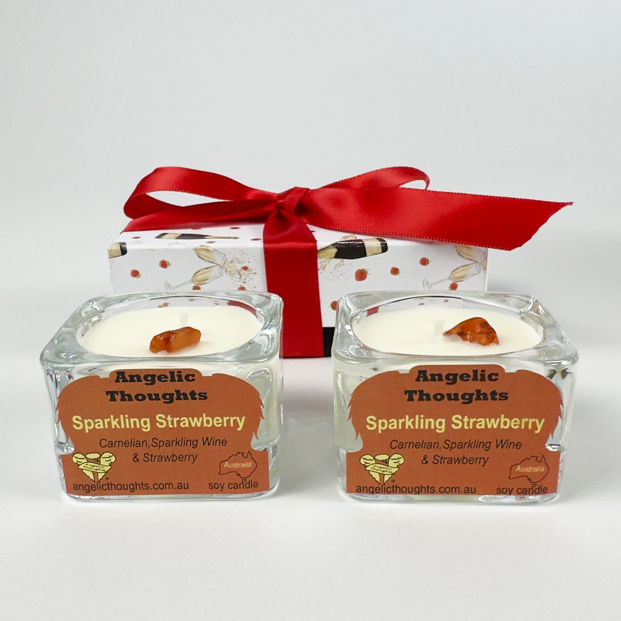 Sparkling Strawberry Soy Wax Candle - Cube Tealight Pk 2