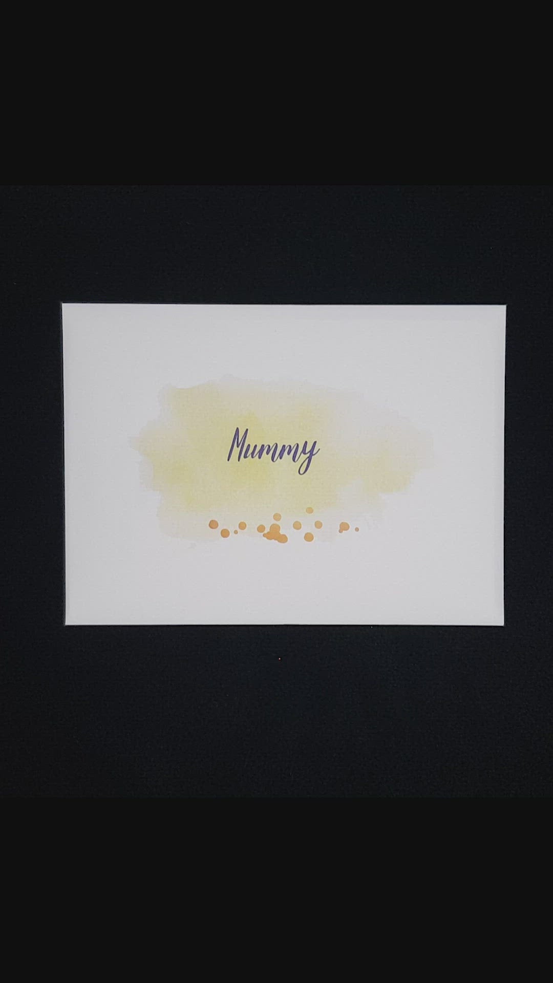 This is a video showing the envelope being opened, the card being removed. It shows the card being opened to show the inside pages and the back page. It highlights the jewels and the movable tag. It also shows the beautiful lustre of the cardstock.