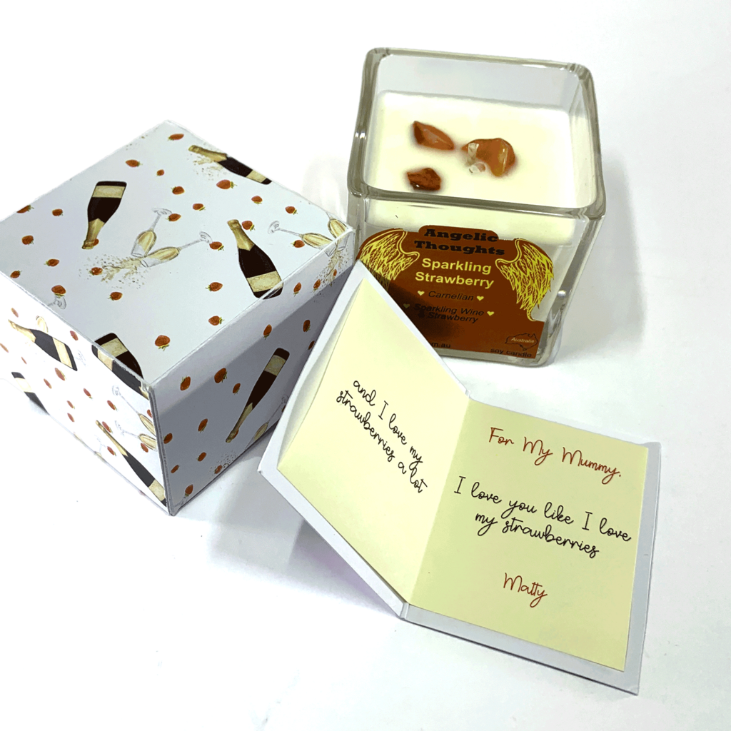 Sparkling Strawberry Soy Wax Candle - Cube Small