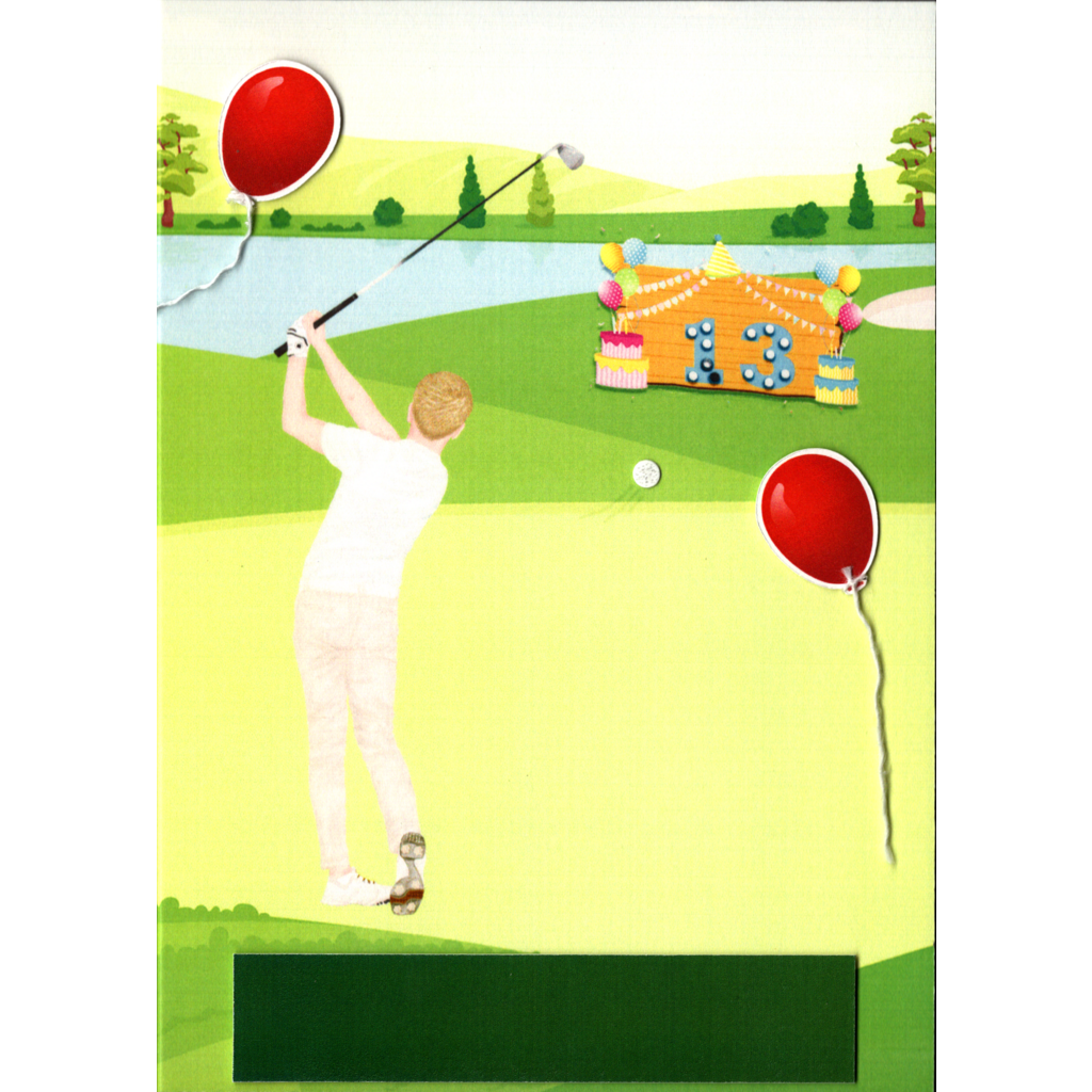 Golf Swing 13th Birthday Greeting Card