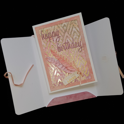 Hand Inked Design 002 - Feathers Happy Birthday Greeting Card