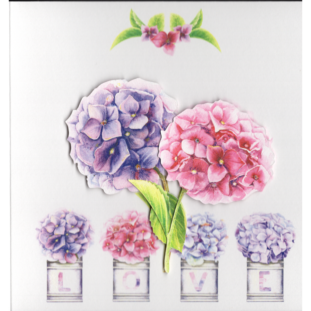 Pink and Blue Hydrangeas Anniversary Greeting Card