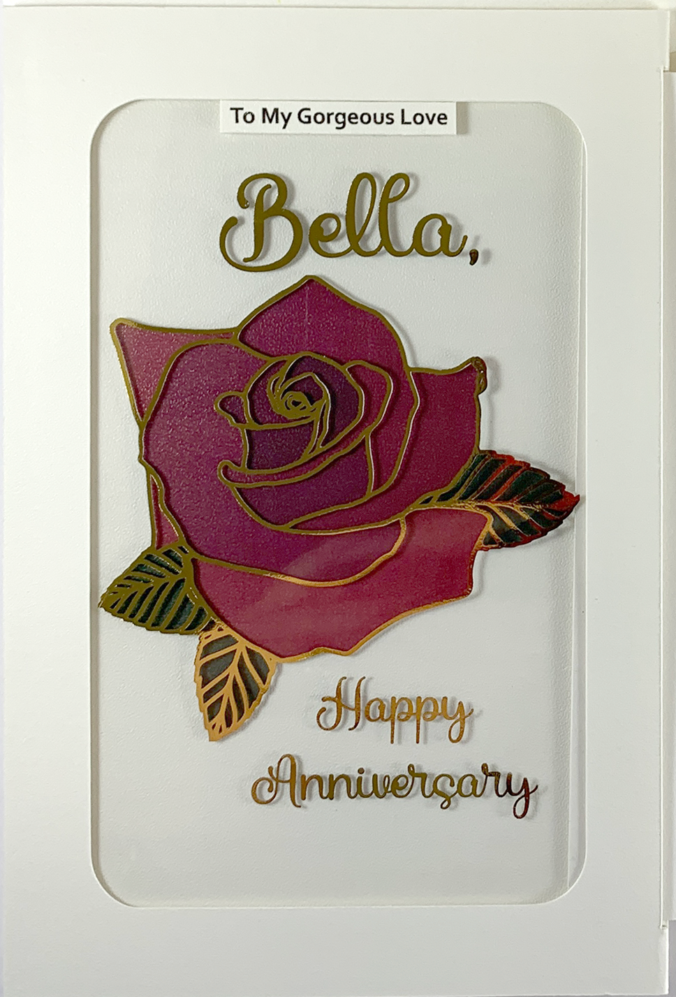 Handmade Personalised Card - Rose Magic Slider - 004 - 6 Colours Available