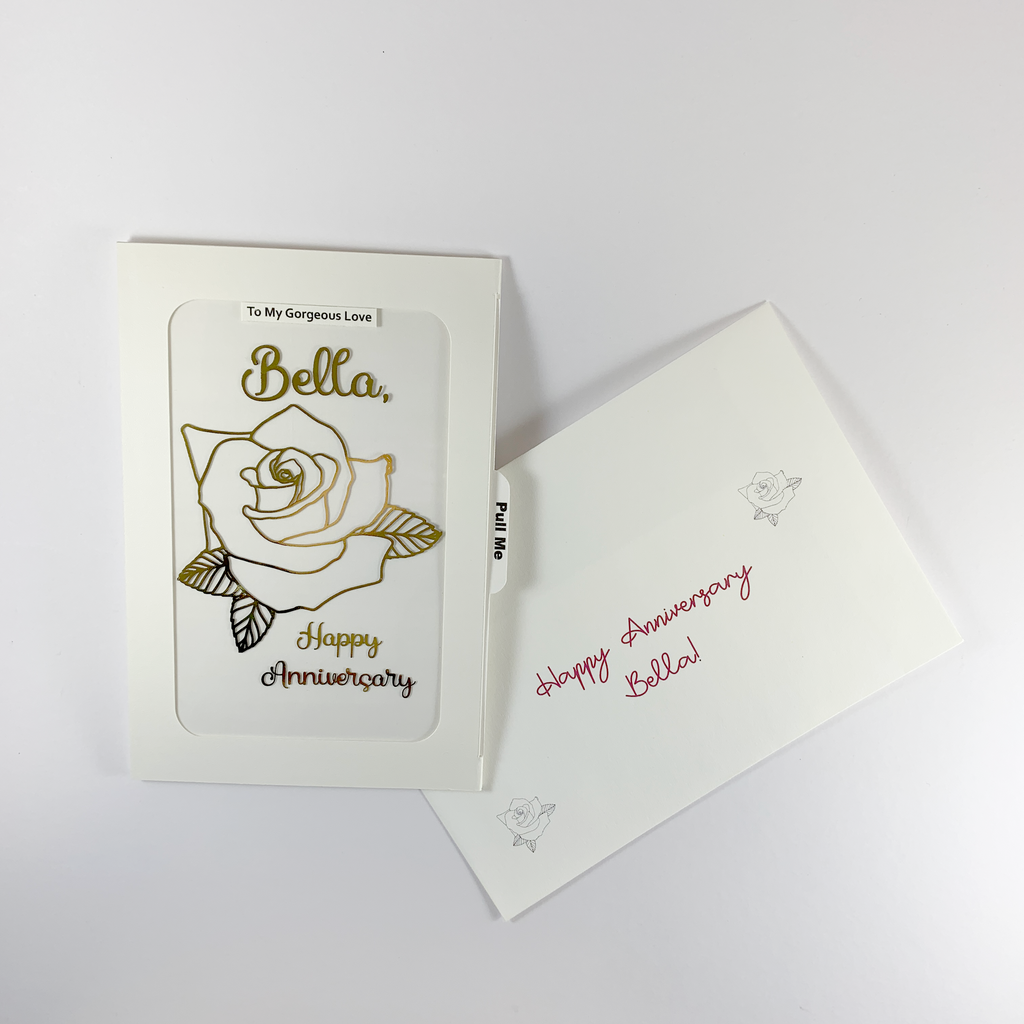 Handmade Personalised Card - Rose Magic Slider - 004 - 6 Colours Available