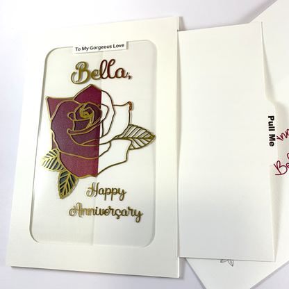Handmade Personalised Card - Rose Magic Slider - 004 - 6 Colours Available