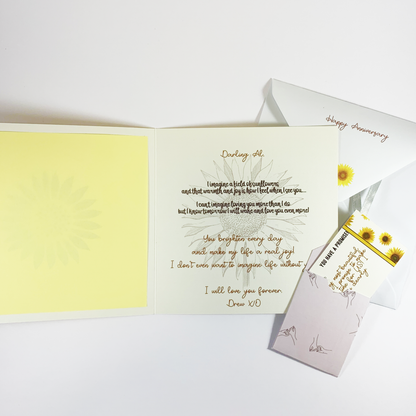Personalised Anniversary Card with Sunflower