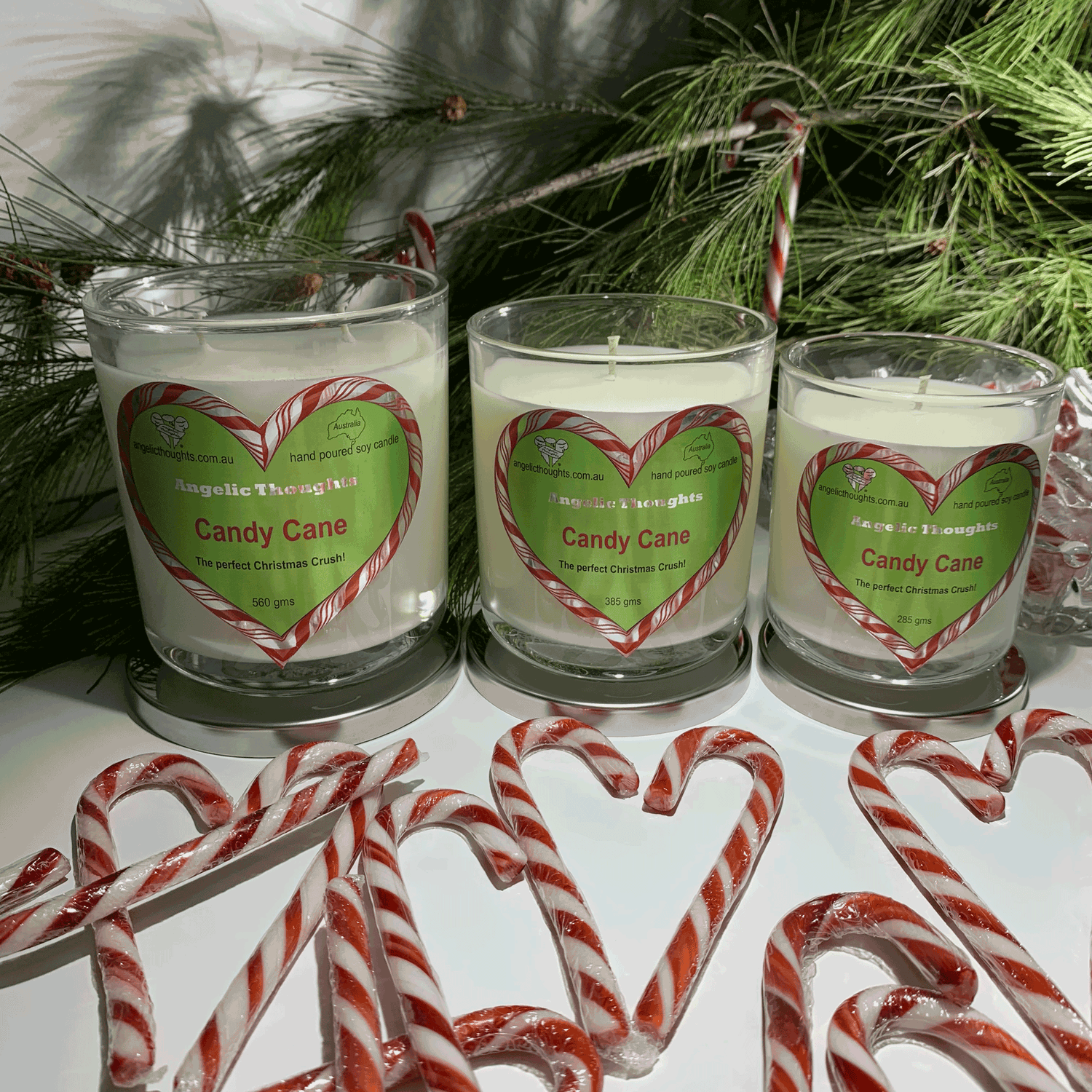 Candy Cane Soy Wax Candle - Large - 285gms
