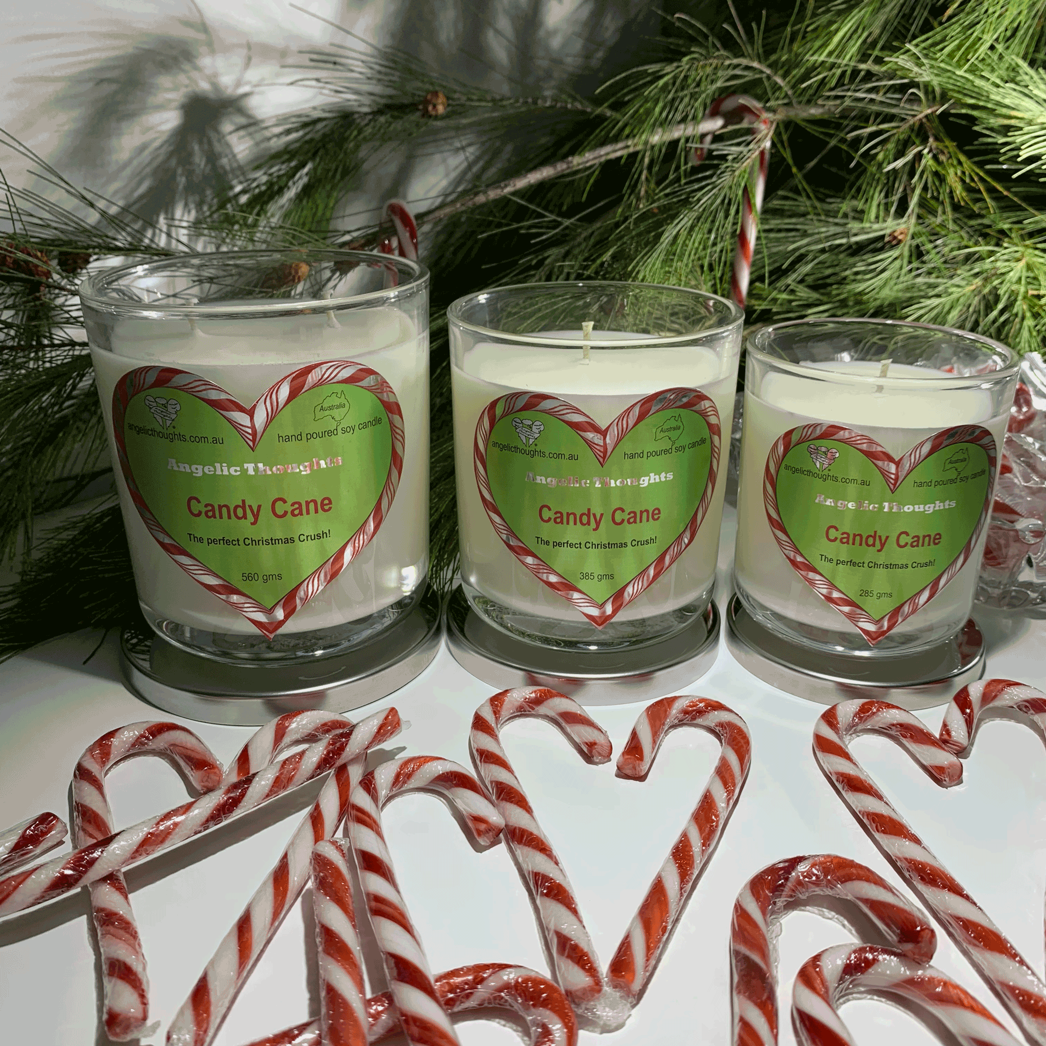 Candy Cane Soy Wax Candle - Large - 285gms
