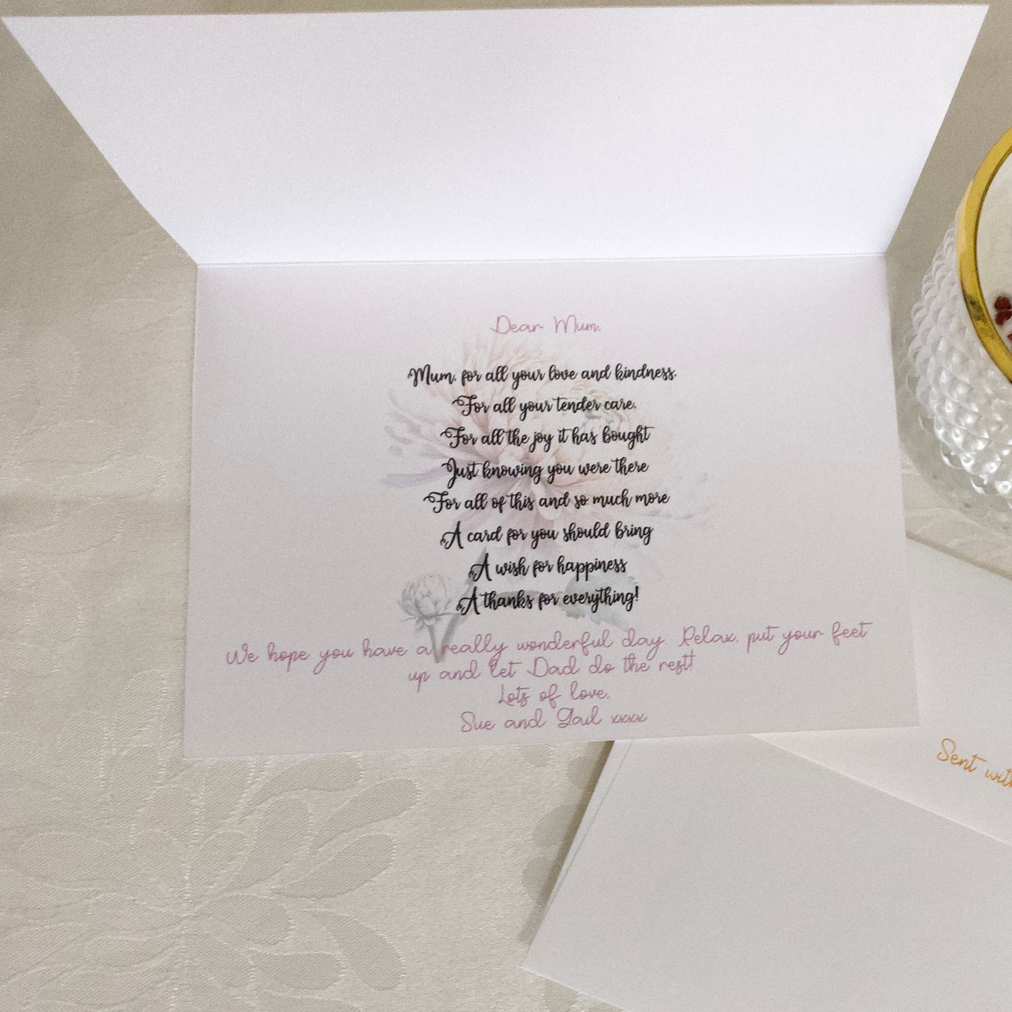 Handmade Personalised Mothers Day Chrysanthemum 001 Greeting Card