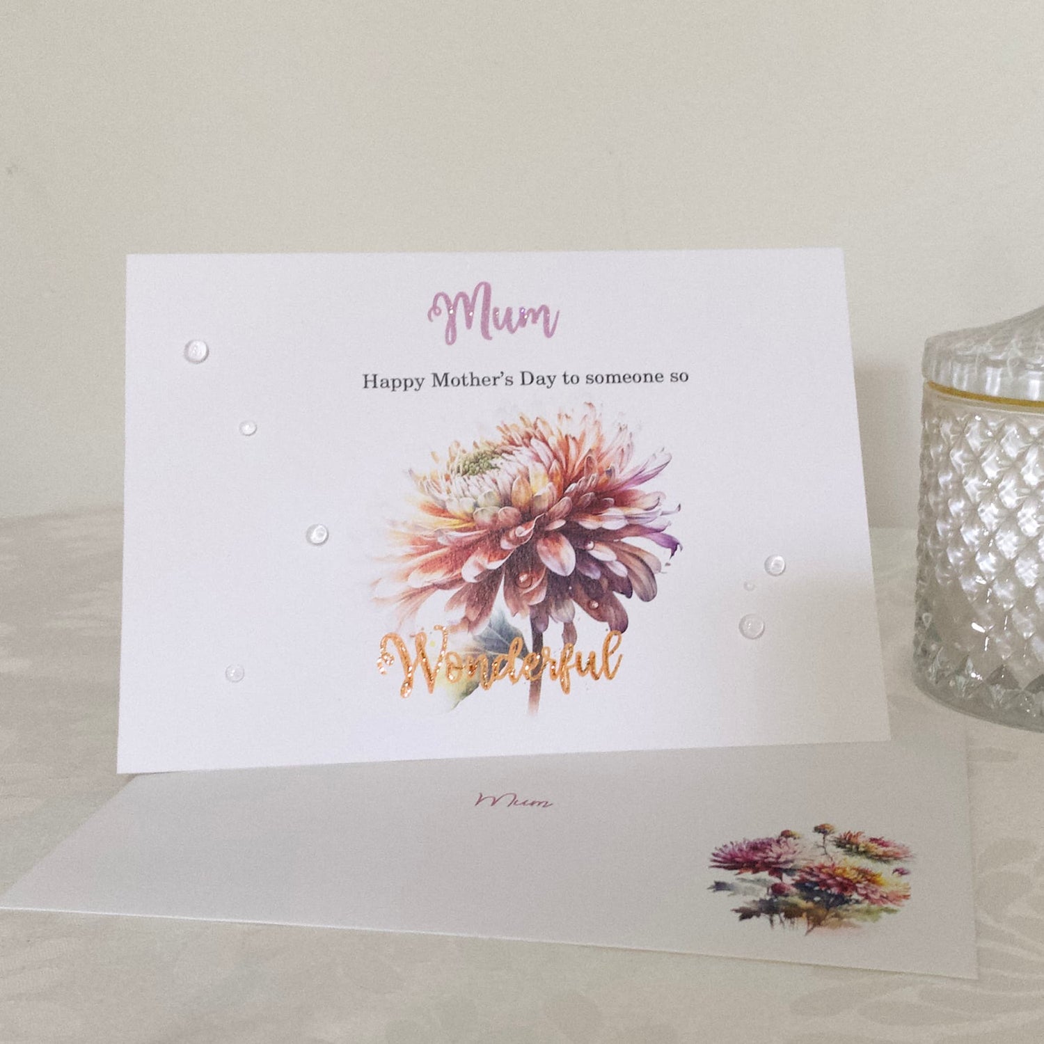 Handmade Personalised Mothers Day Chrysanthemum 001 Greeting Card
