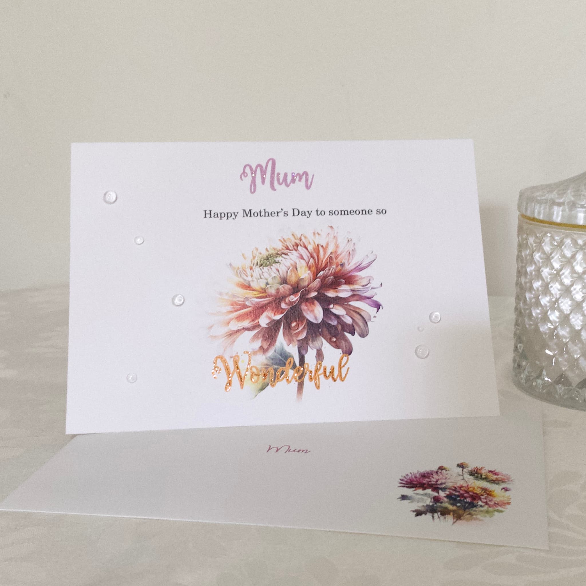 Handmade Personalised Mothers Day Chrysanthemum 001 Greeting Card