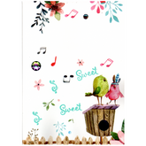 Two cute birds standing on a birdhouse with their eyes closed singing. The default sentiment is "You&