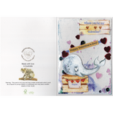 Whale you be my valentine card only - Featuring raised cut out whale on wooden box with customisable recipients name  on front and Angelic Thoughts logo etc on the back