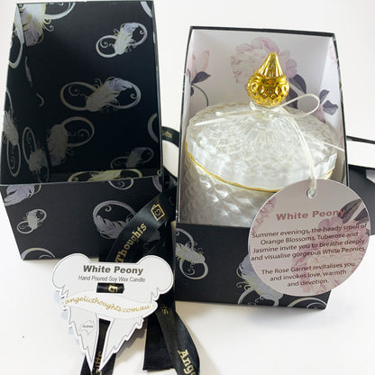 White Peony Art Deco Soy Candle - Standard