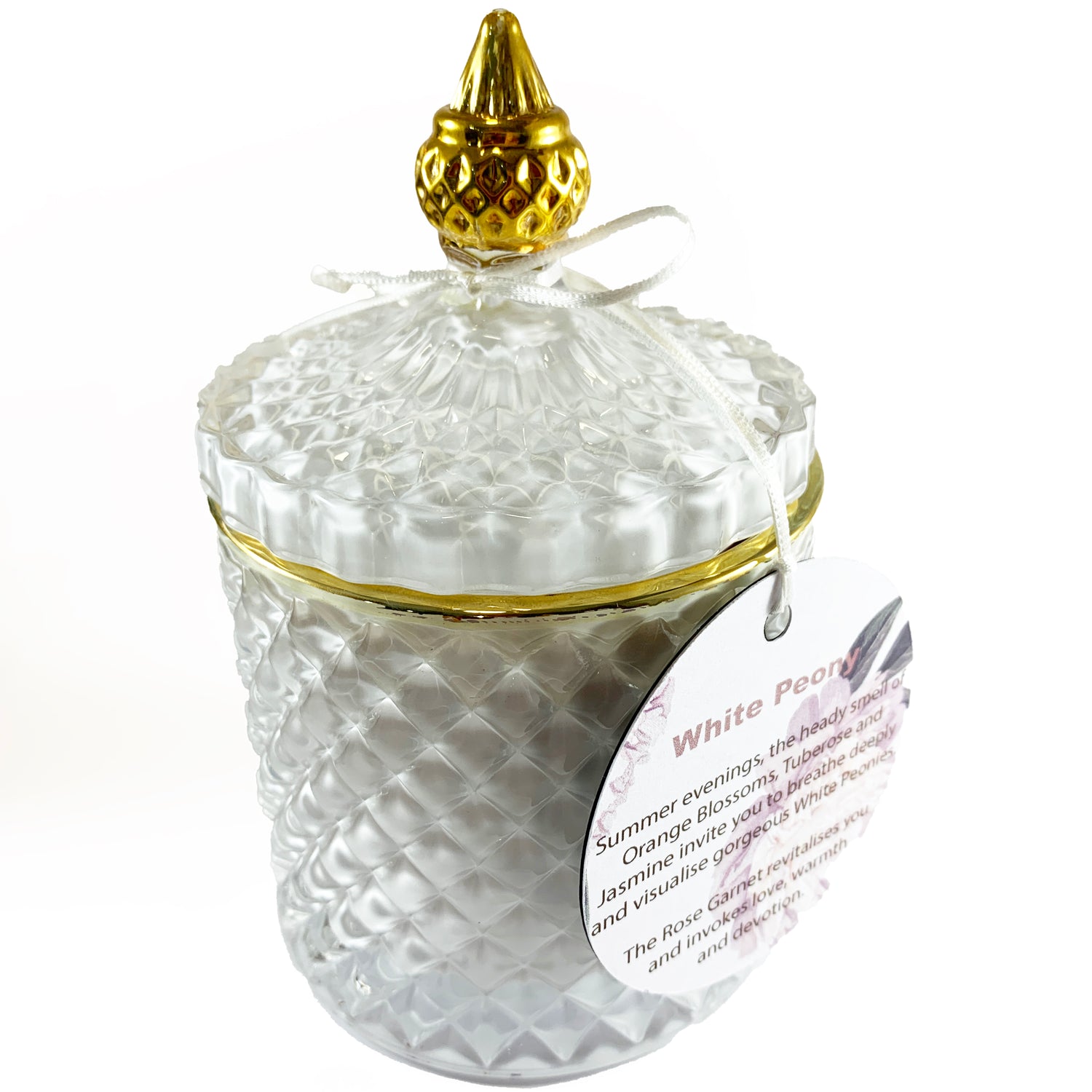 White Peony Art Deco Soy Candle - Standard